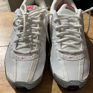 Nike White Mesh Running Shoes with Pink Accents
